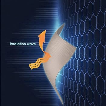 Illustration of copper fabric helping block radiation waves